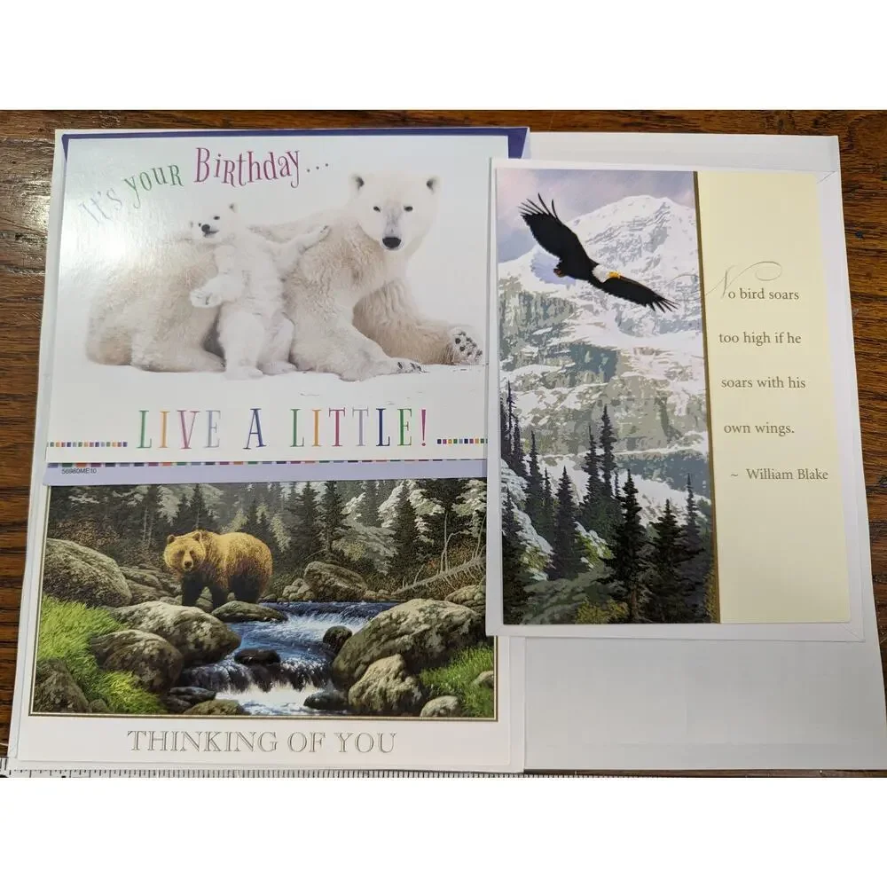Vtg Southwest Wildlife Collection Cards Lot 3 Nature Bears Eagles Birthday Blank